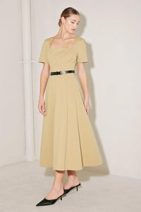 WARM STONE EDIT WOVEN MIDI DRESS