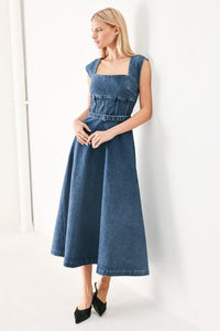QUIET MUSE DENIM MIDI DRESS