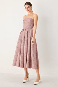 ROSETTE BANDEAU WOVEN MIDI DRESS