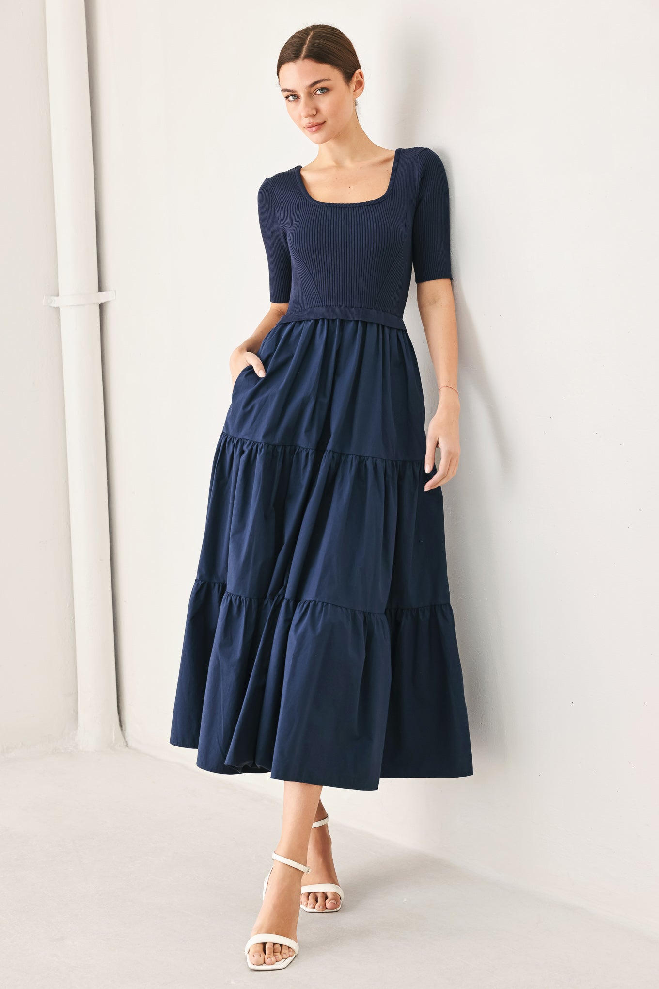 Elegant Era Sweater Knit Midi Dress