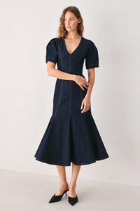 AFTER DARK DENIM MIDI DRESS