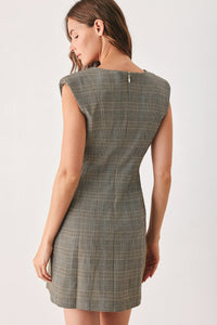 ACADEMY CHIC WOVEN PLAID MINI DRESS