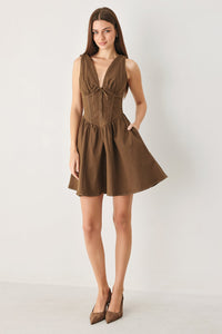 WALNUT ROMANCE WOVEN MINI DRESS