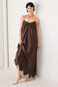 TRUFFLE DREAM WOVEN MIDI SLIP DRESS