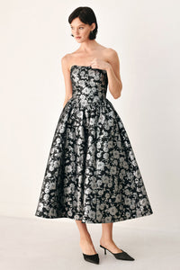 MIDNIGHT SPARKLE SWEETHEART MIDI DRESS