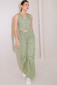 DRIFTING CURRENTS OLIVE WOVEN VEST