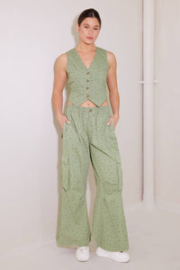 DRIFTING CURRENTS OLIVE WOVEN VEST