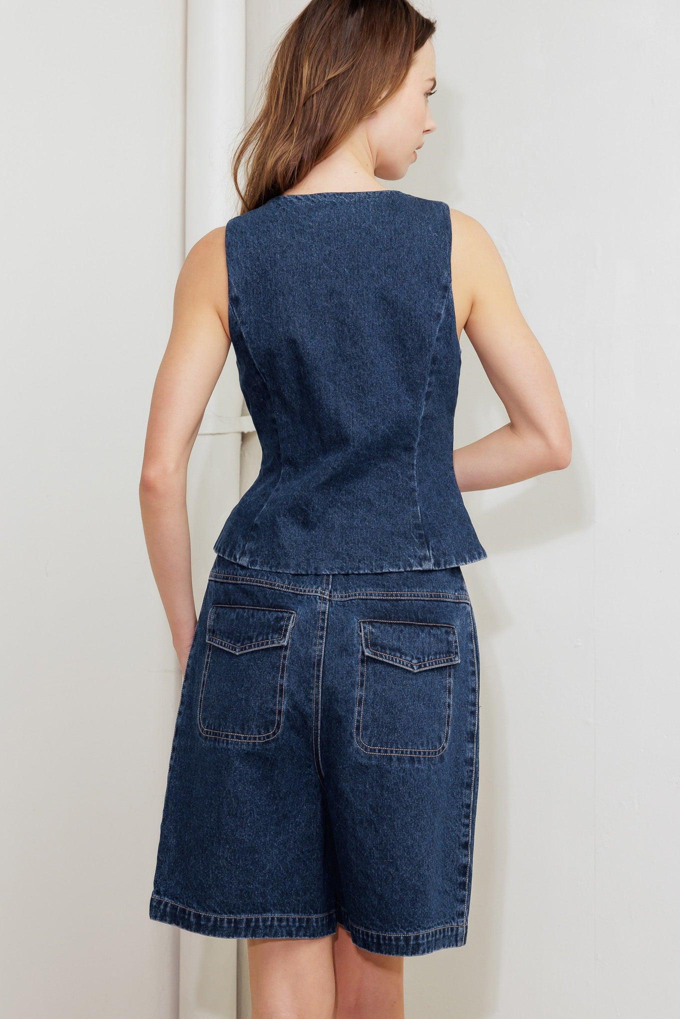 COFFEE PETAL DENIM VEST