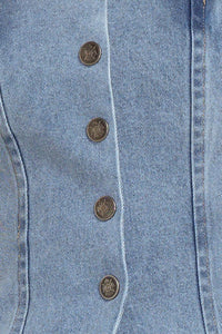 STITCHED SILHOUETTE DENIM TOP