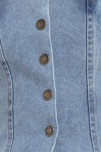 STITCHED SILHOUETTE DENIM TOP