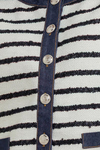 BONJOUR STRIPE WOVEN CROP JACKET