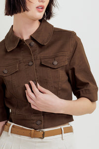 EFFORTLESS EDGE BROWN TWILL JACKET