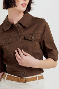 EFFORTLESS EDGE BROWN TWILL JACKET