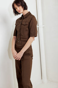 EFFORTLESS EDGE BROWN TWILL JACKET
