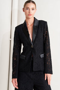 SHADOW GLAM WOVEN LACE BLAZER