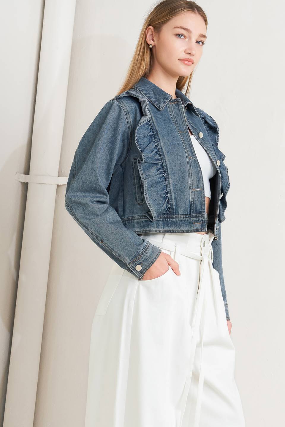 FRENCH FEMME DENIM CROP JACKET