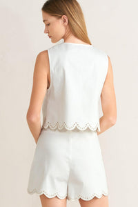 SEAFOAM SCALLOP WOVEN VEST