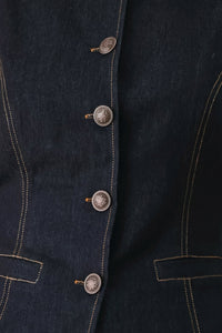 CONTRAST STITCH DENIM VEST