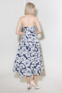 PLAIN OPTIMISM NAVY WOVEN MIDI SKIRT