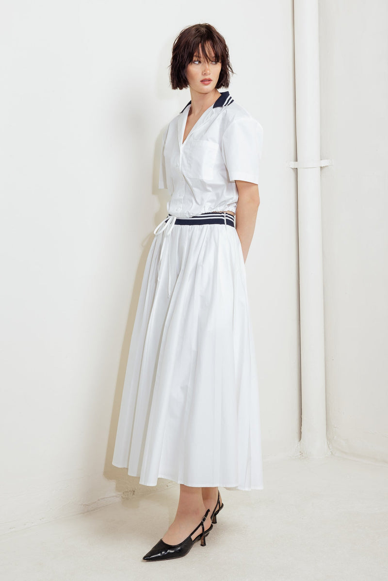 COASTAL COLLAR WOVEN MIDI SKIRT