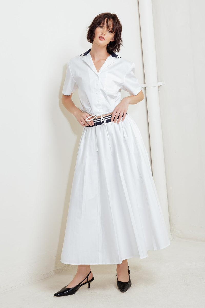 COASTAL COLLAR WOVEN MIDI SKIRT