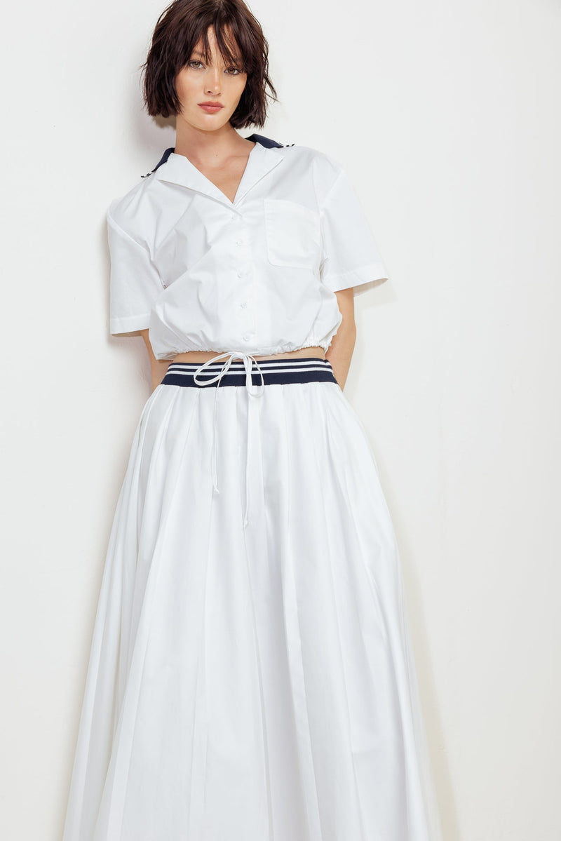 COASTAL COLLAR WOVEN MIDI SKIRT