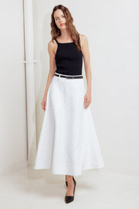 DOWNTOWN EASE WOVEN MIDI SKIRT