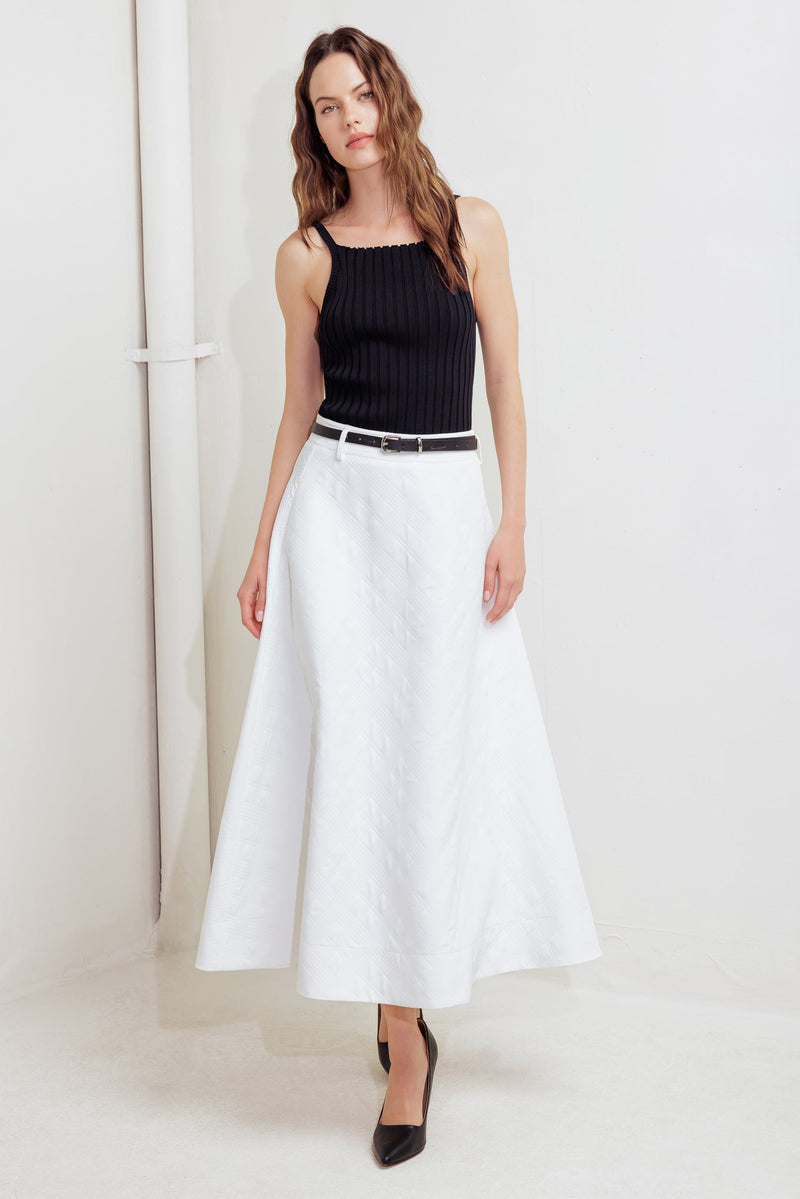 DOWNTOWN EASE WOVEN MIDI SKIRT