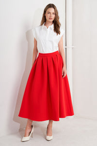 STRAWBERRY POP WOVEN FULL MIDI SKIRT