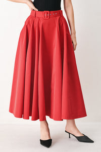 ROUGE ALLURE WOVEN FULL MIDI SKIRT