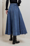 COWBOY CURVE DENIM MIDI SKIRT