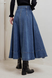 COWBOY CURVE DENIM MIDI SKIRT