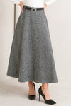 CITY CHECKLINE WOOLEN WOVEN MIDI SKIRT