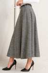 CITY CHECKLINE WOOLEN WOVEN MIDI SKIRT
