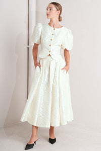 ROSÉ TEXTURE WOVEN FULL MIDI SKIRT