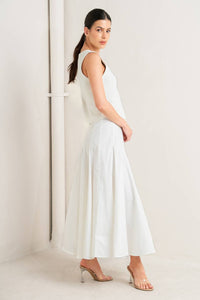 PALE FRAME WHITE WOVEN CIRCLE SKIRT