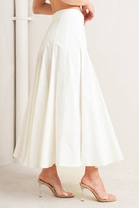 PALE FRAME WHITE WOVEN CIRCLE SKIRT