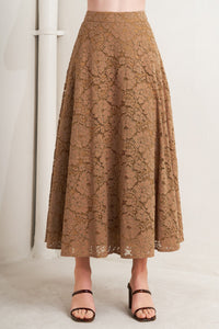 PURELY ROMANTIC WOVEN LACE MIDI SKIRT