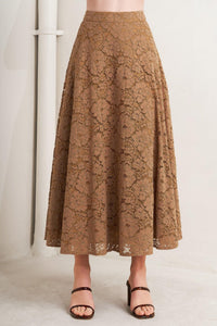 PURELY ROMANTIC WOVEN LACE MIDI SKIRT