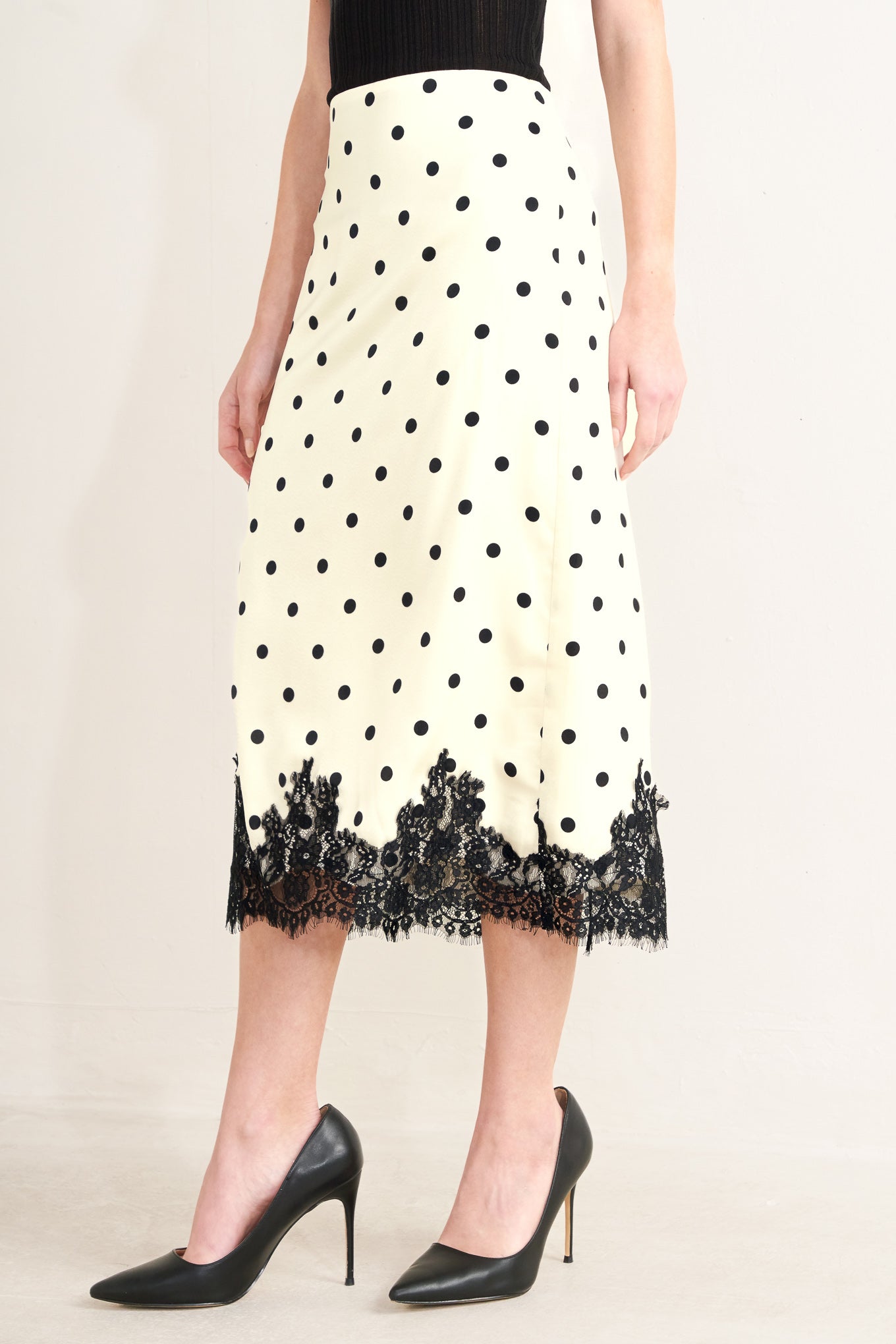 PARIS POLKA WOVEN MIDI PENCIL SKIRT