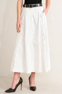 UPTOWN STRIPE WOVEN MDI CIRCLE SKIRT