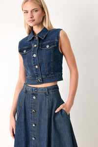 SWEET TALKER DENIM CIRCLE MIDI SKIRT