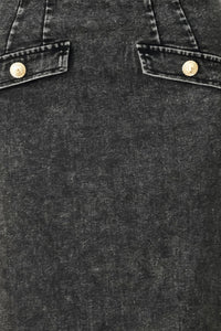 STONEWASHED DENIM MIDI PENCIL SKIRT