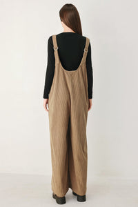CARAMEL SLOUCHY CORDUROY JUMPSUIT