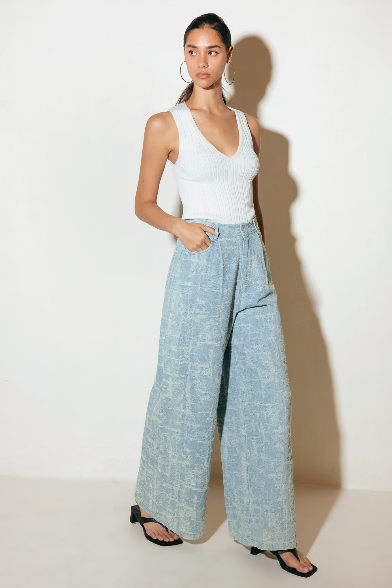 AIRY ROMANCE WIDE LEG DENIM PANTS