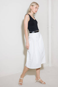 LUMINOUS GRACE WHITE WOVEN CULOTTE PANTS