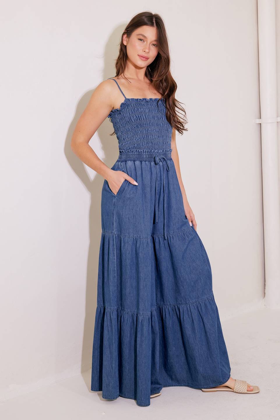 FEELING FREE INDIGO DENIM JUMPSUIT