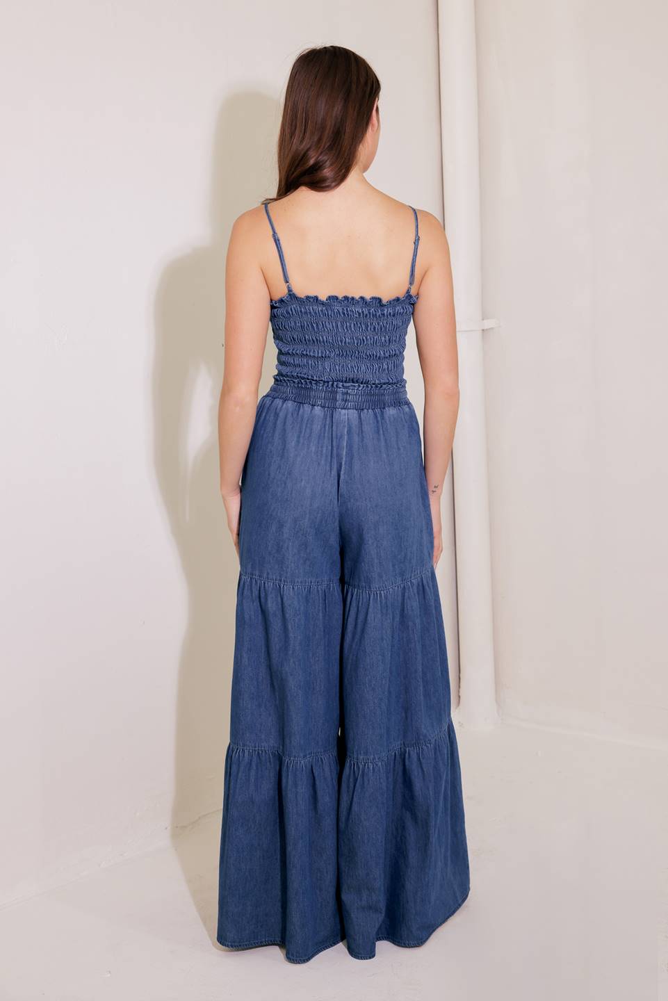 FEELING FREE INDIGO DENIM JUMPSUIT