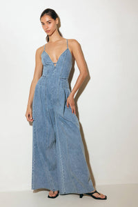 EASED LINE LIGHT DENIM JUMPSUIT