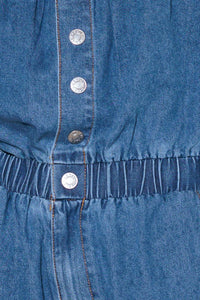 GRACEFULLY WRAPPED MEDIUM DENIM ROMPER